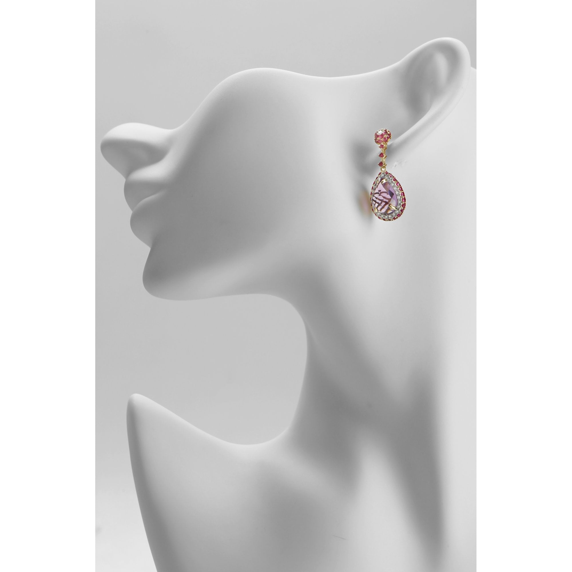 18ct Yellow Gold Multi Gem Teardrop 0.50ct Diamond Earrings