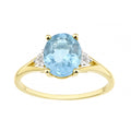 9ct Yellow Gold 3.4 Carat Swiss Blue Topaz and Diamond Oval Solitaire Engagement Ring