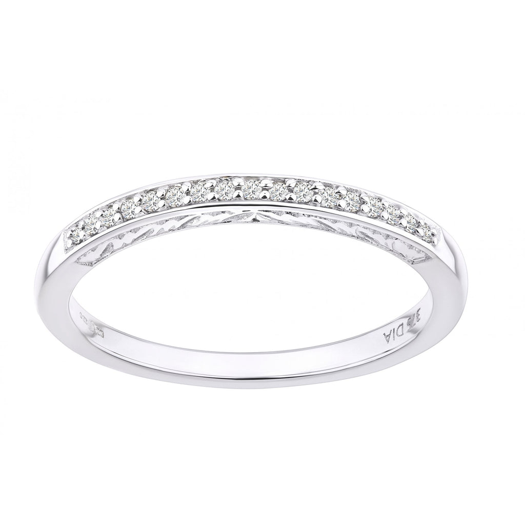 9ct White Gold Natural Diamond Wedding Eternity Band Ring