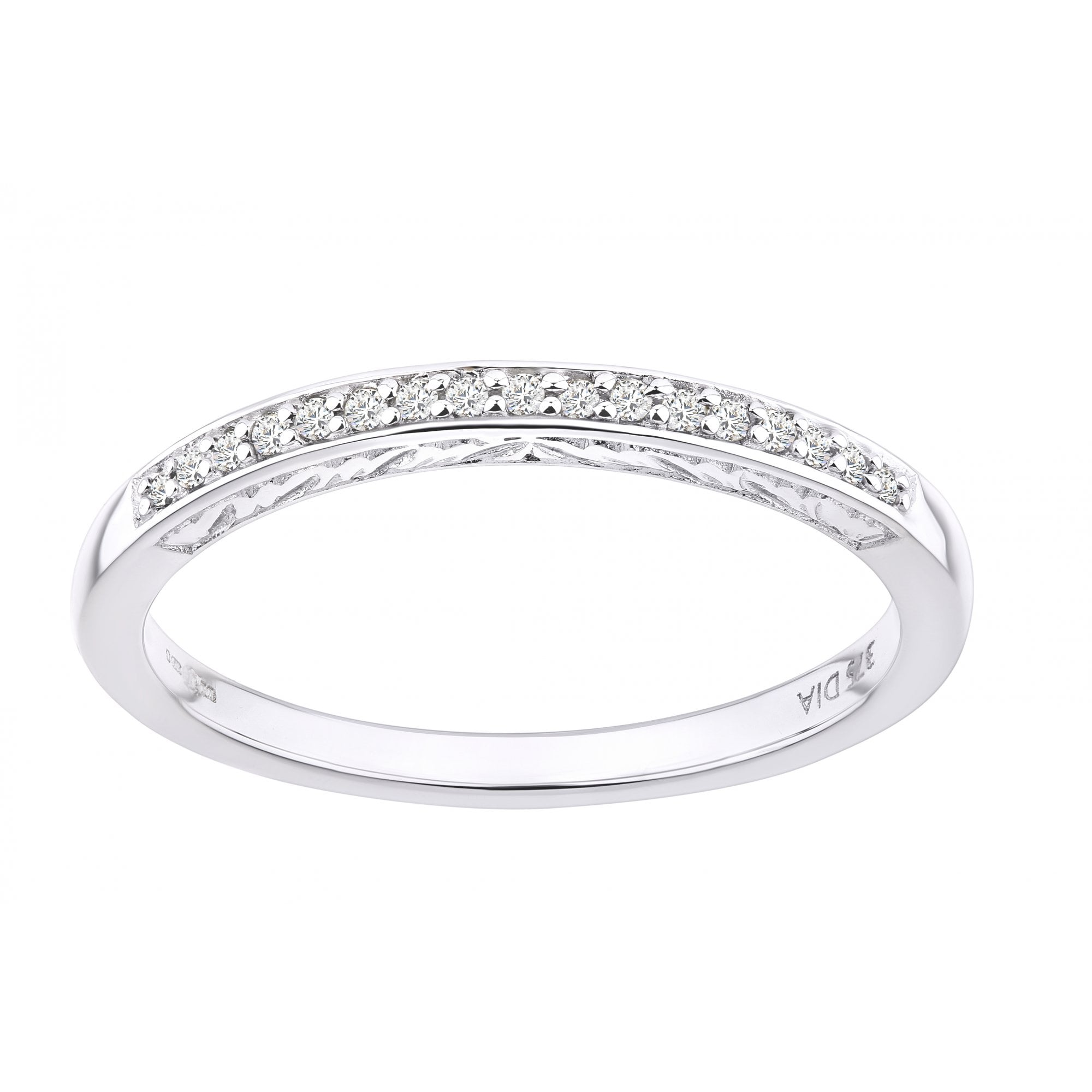 9ct White Gold Natural Diamond Wedding Eternity Band Ring