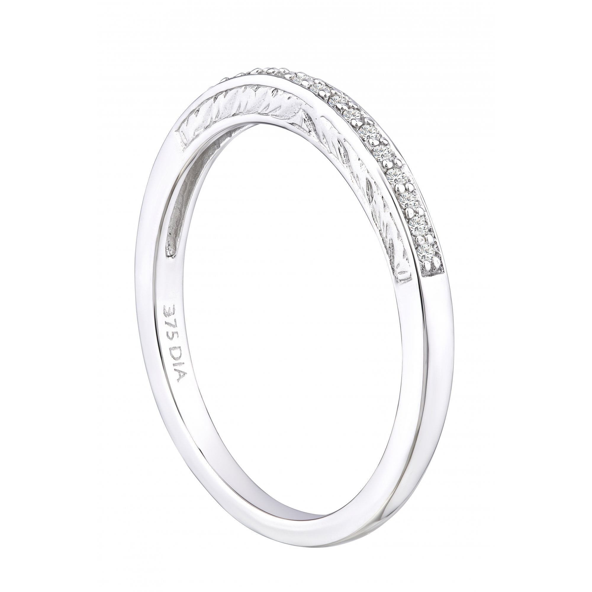 9ct White Gold Natural Diamond Wedding Eternity Band Ring