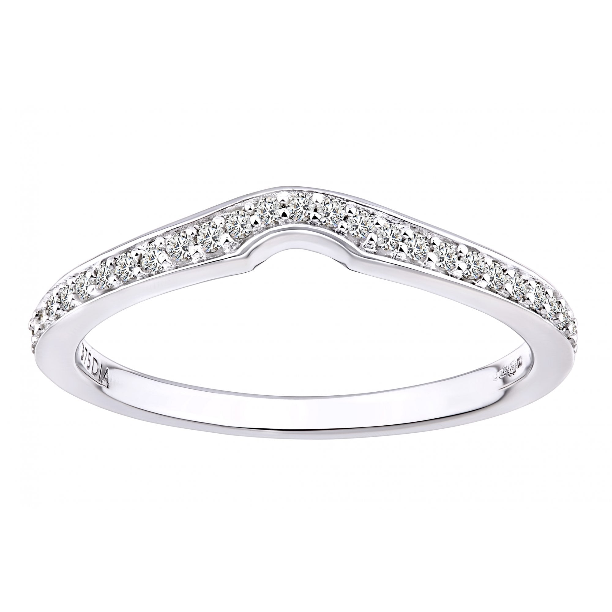 9ct White Gold 0.15 Carat Natural Diamond Wedding Band Ring Stacker for Solitaire