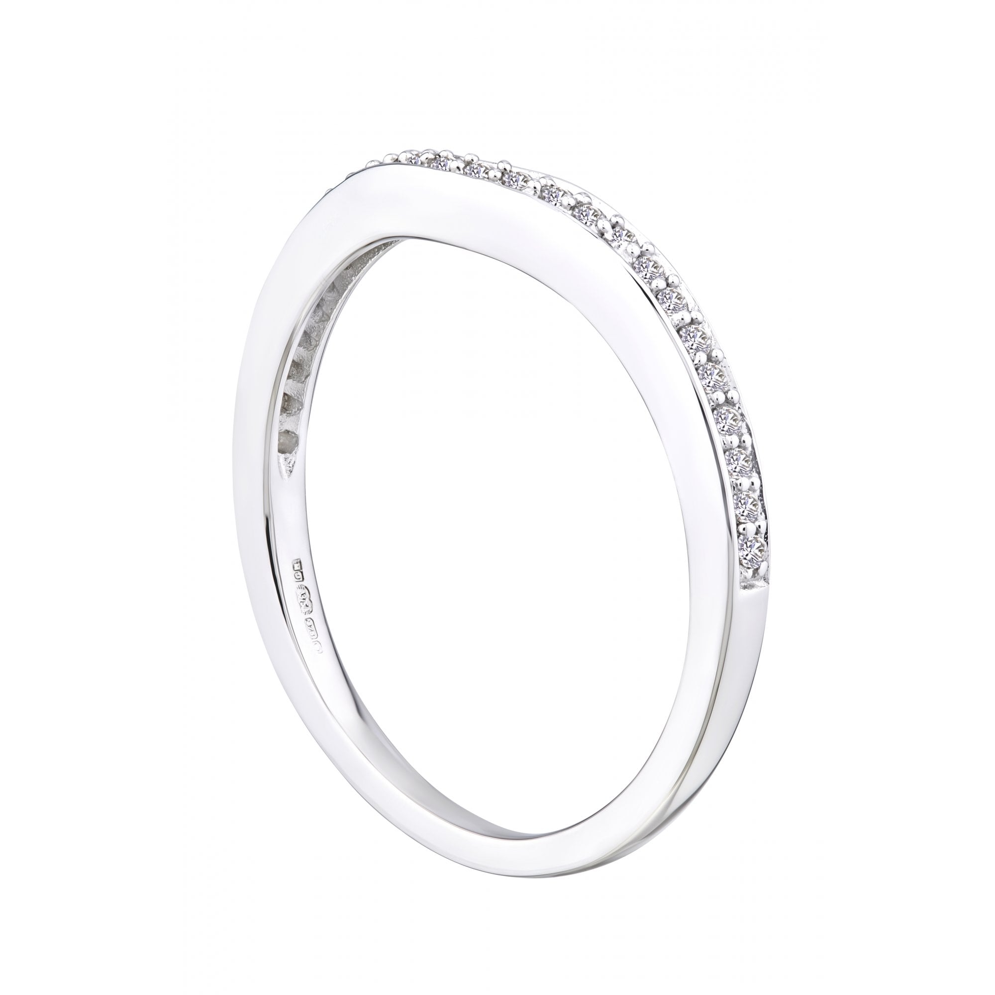 9ct White Gold 0.15 Carat Natural Diamond Wedding Band Ring Stacker for Solitaire