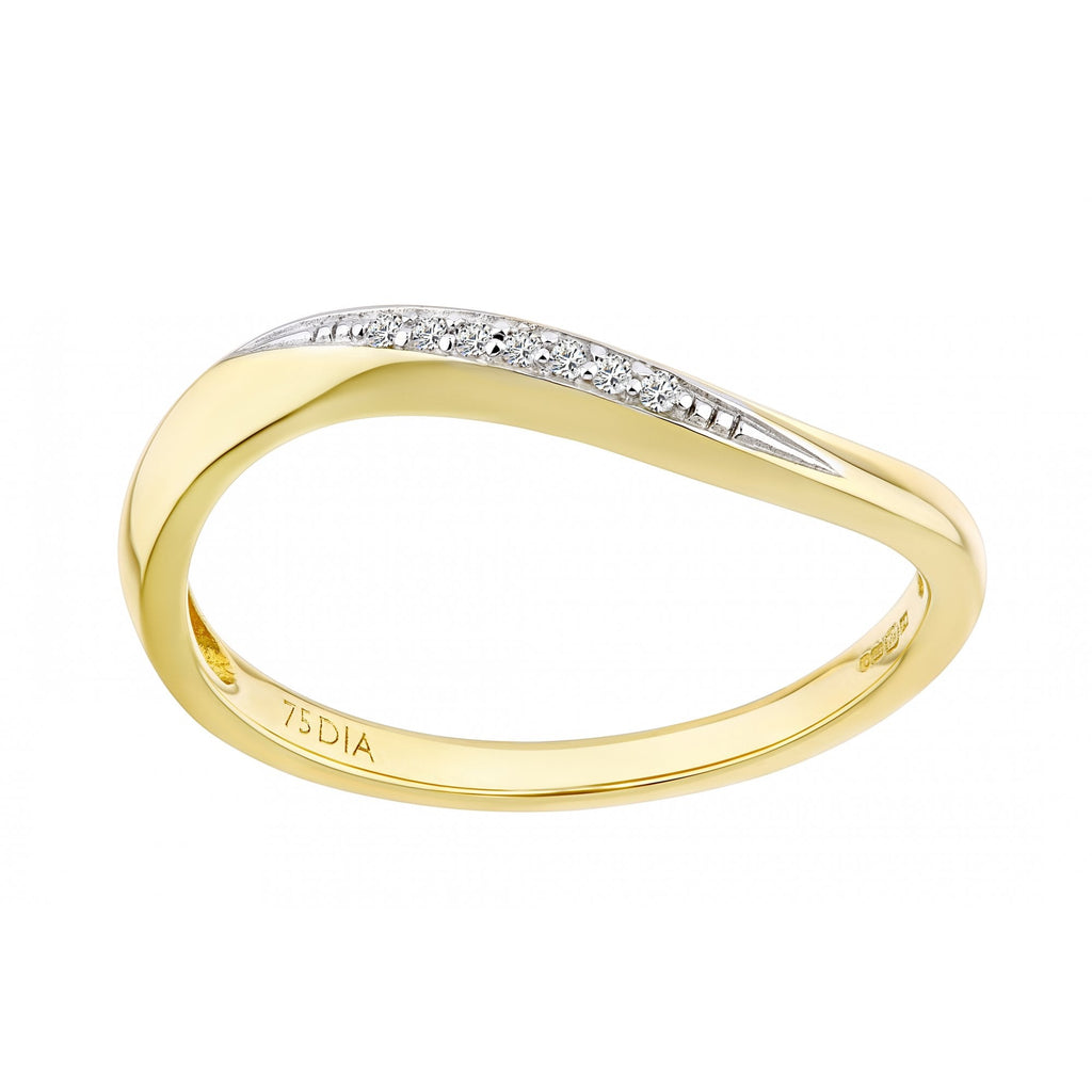 9ct Gold Natural Diamond Twisted Band Wedding Ring