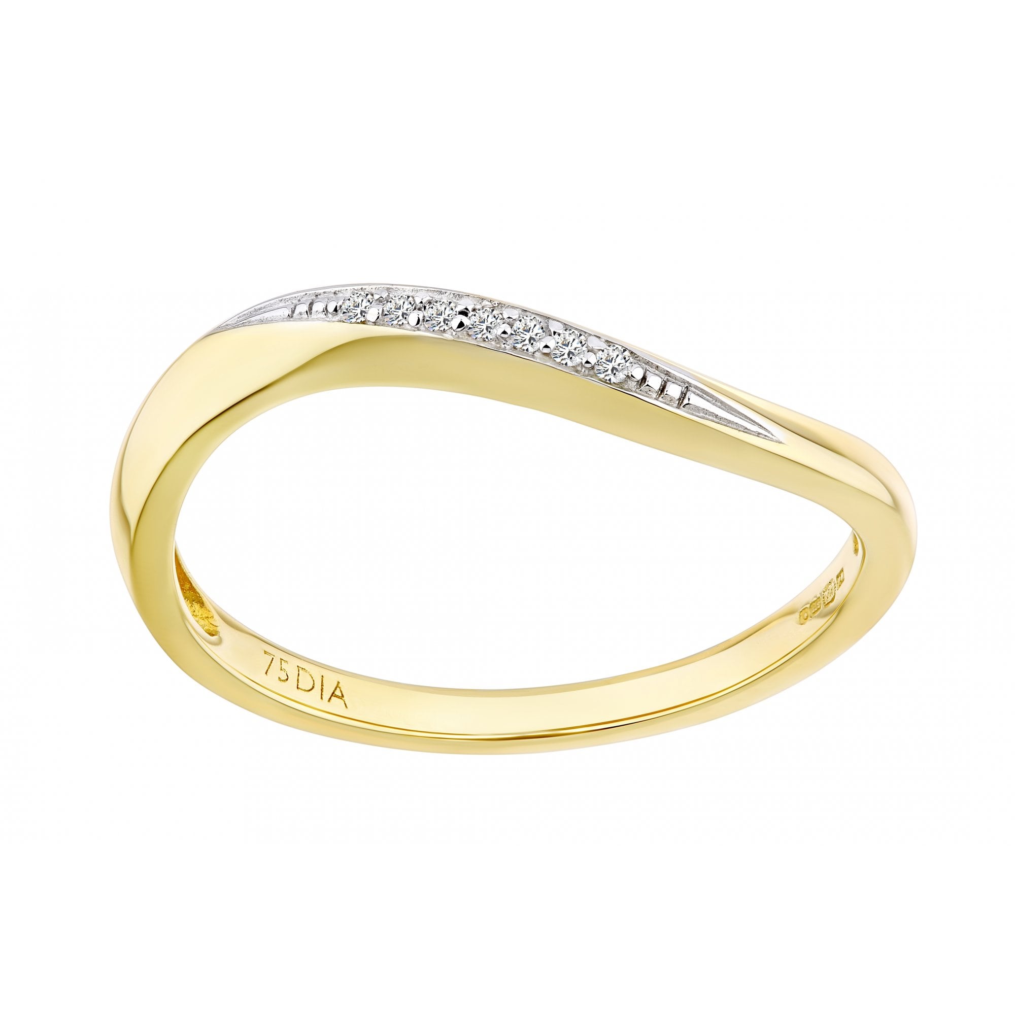9ct Gold Natural Diamond Twisted Band Wedding Ring