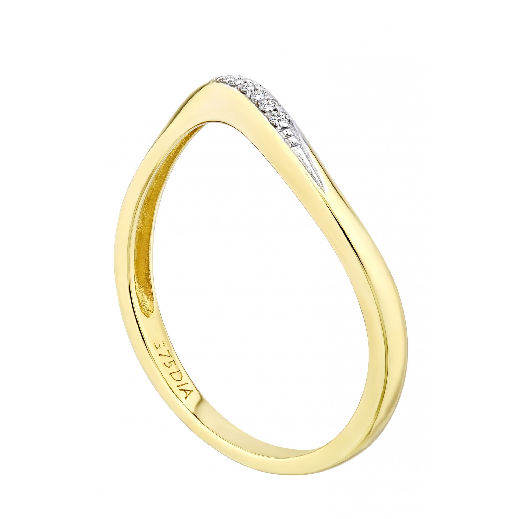 9ct Gold Natural Diamond Twisted Band Wedding Ring