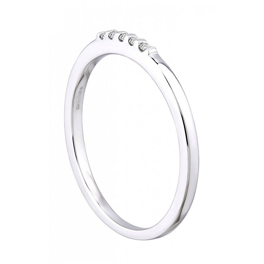 9ct White Gold 5 Stone Natural Diamond Wedding Band Ring