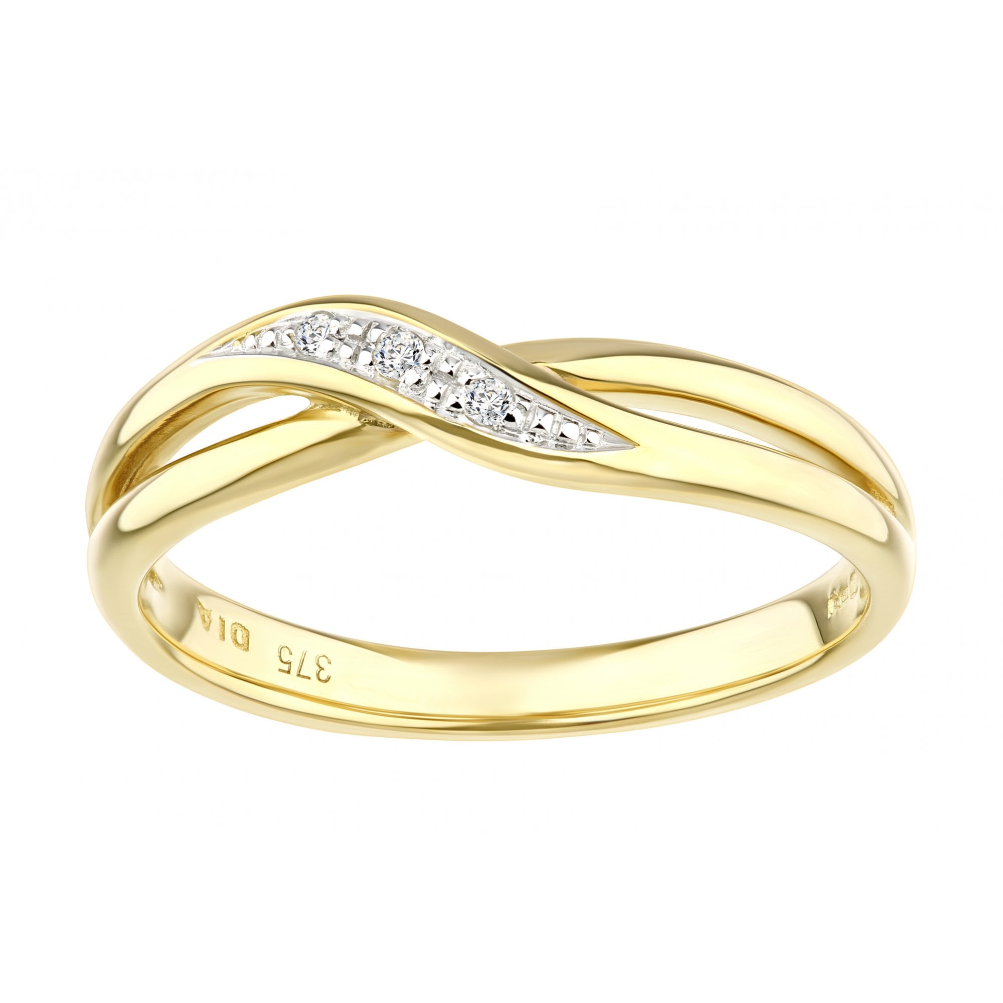 9ct Gold Natural Diamond Crossover Ring