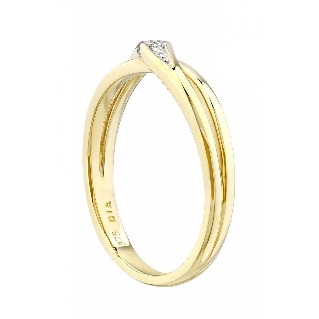 9ct Gold Natural Diamond Crossover Ring