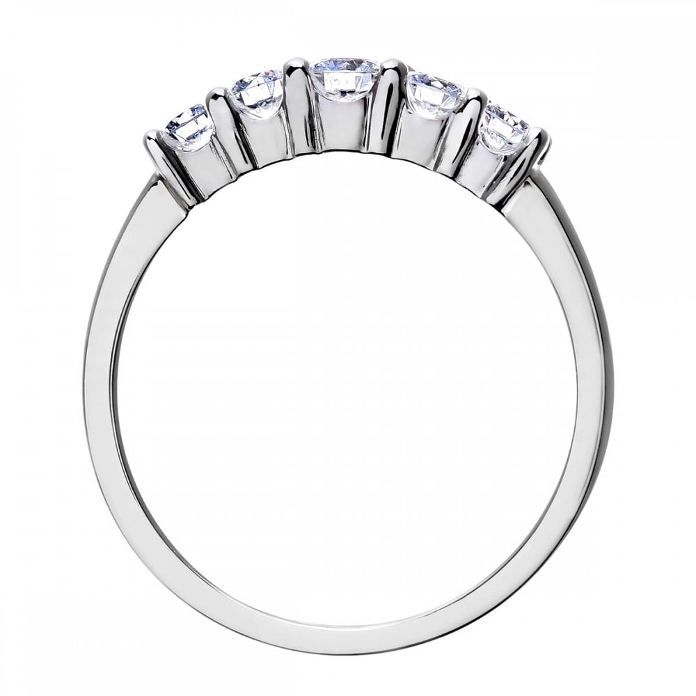 Naava 18ct White Gold 5 stone Eternity Ring, IJ/I Certified Diamonds, Round Brilliant, 0.50ct, White Gold