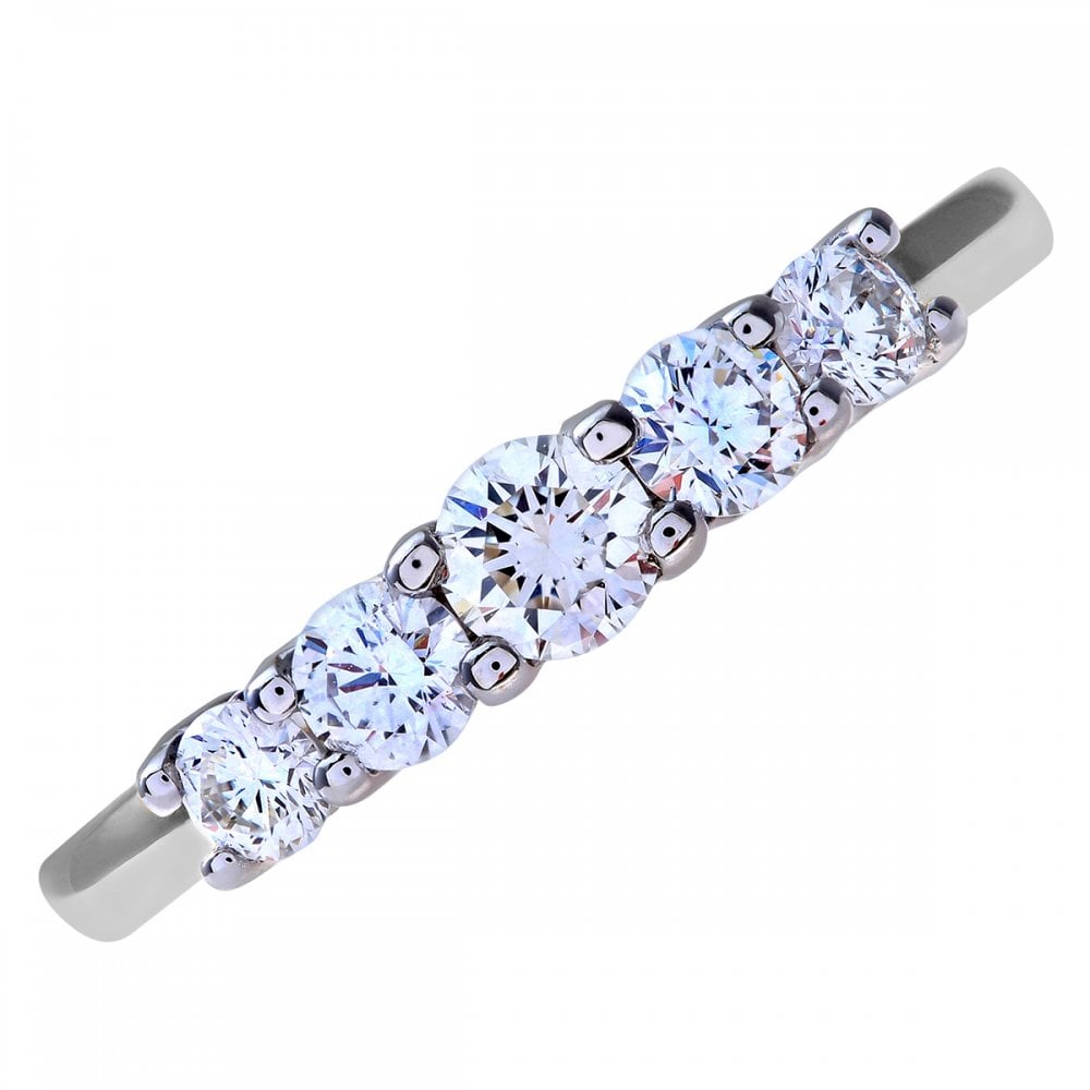 Naava 18ct White Gold 5 stone Eternity Ring, IJ/I Certified Diamonds, Round Brilliant, 0.50ct, White Gold