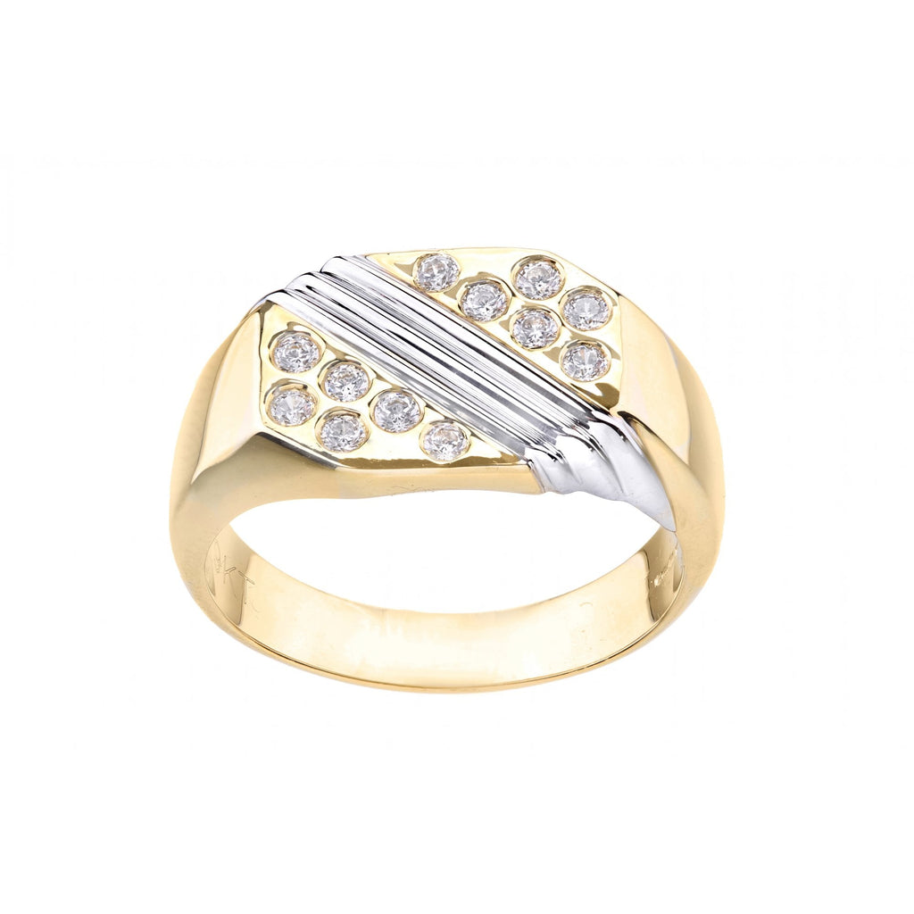 9ct Yellow Gold Stone Set Mens Signet Ring