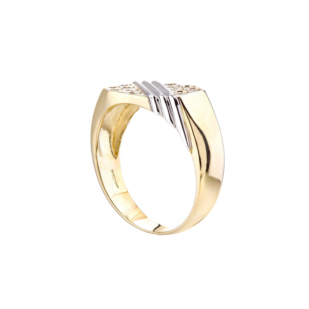 9ct Yellow Gold Stone Set Mens Signet Ring