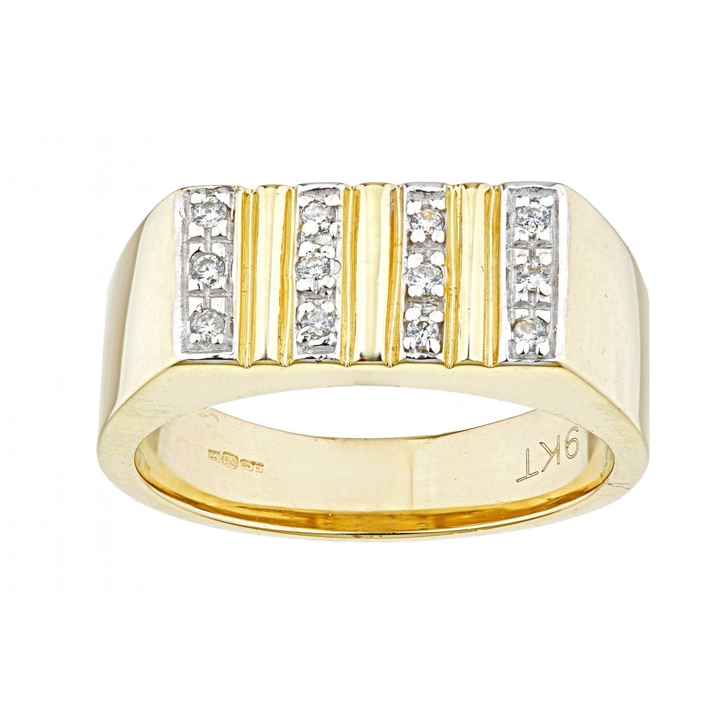 9ct Yellow Gold Stone Set Mens Ring By Citerna