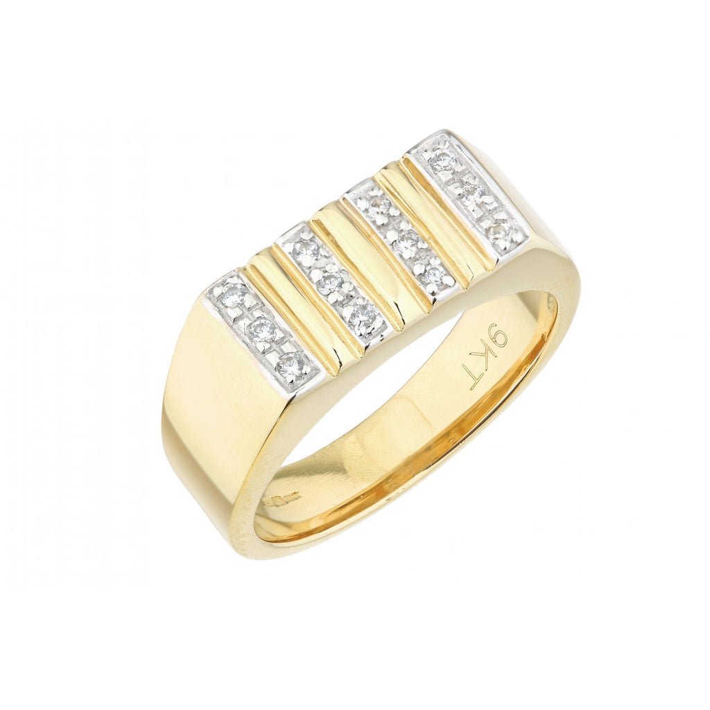 9ct Yellow Gold Stone Set Mens Ring By Citerna