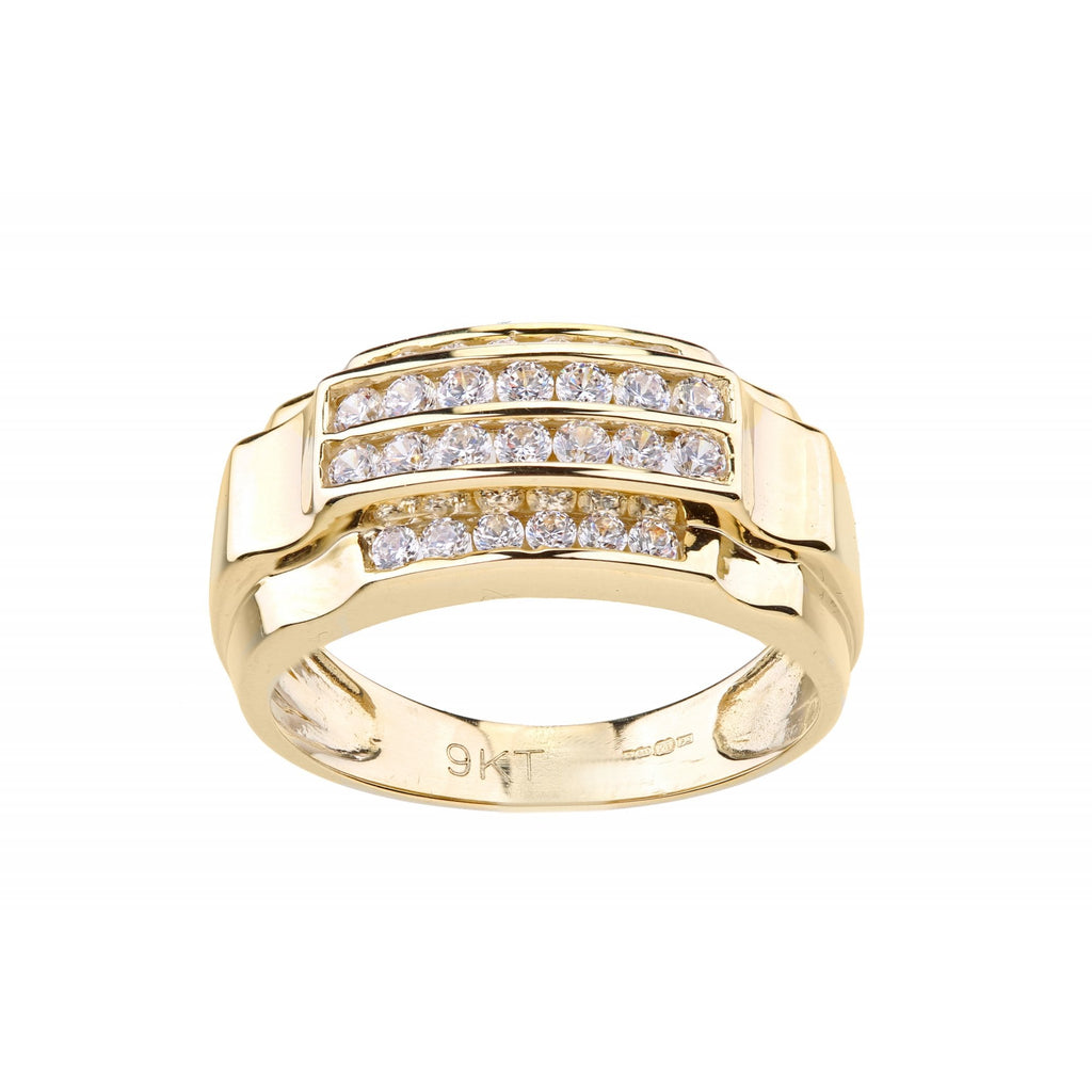 9ct Yellow Gold Channel Set Mens Ring By Citerna