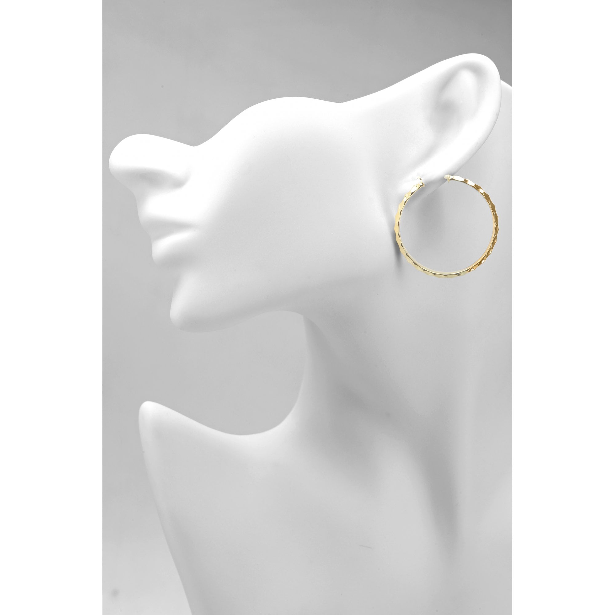 9ct Yellow Gold 30mm Diameter Diamond Cut Hoop Earrings