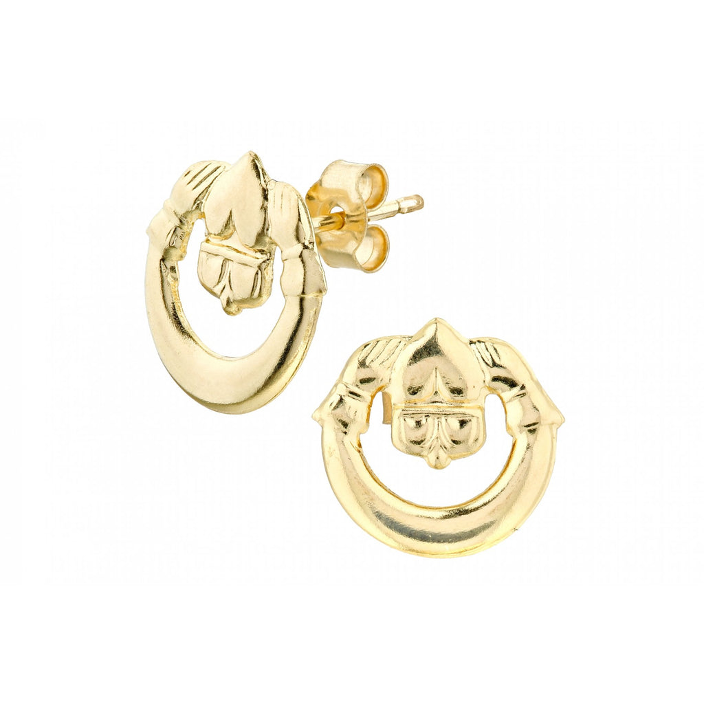 Claddagh Stud Earrings - detail view | Prime Jewellery
