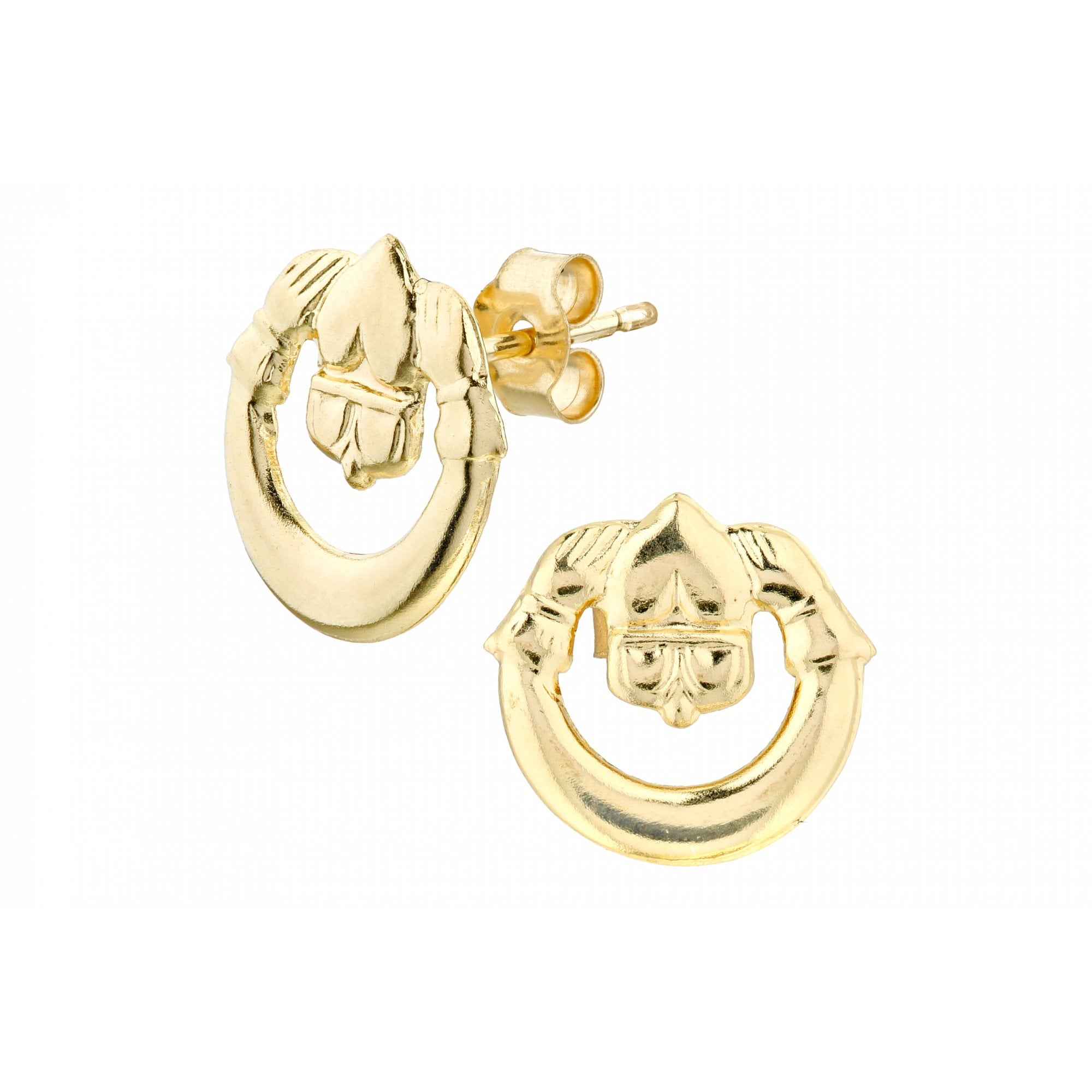 9ct Yellow Gold Claddagh Stud Earrings