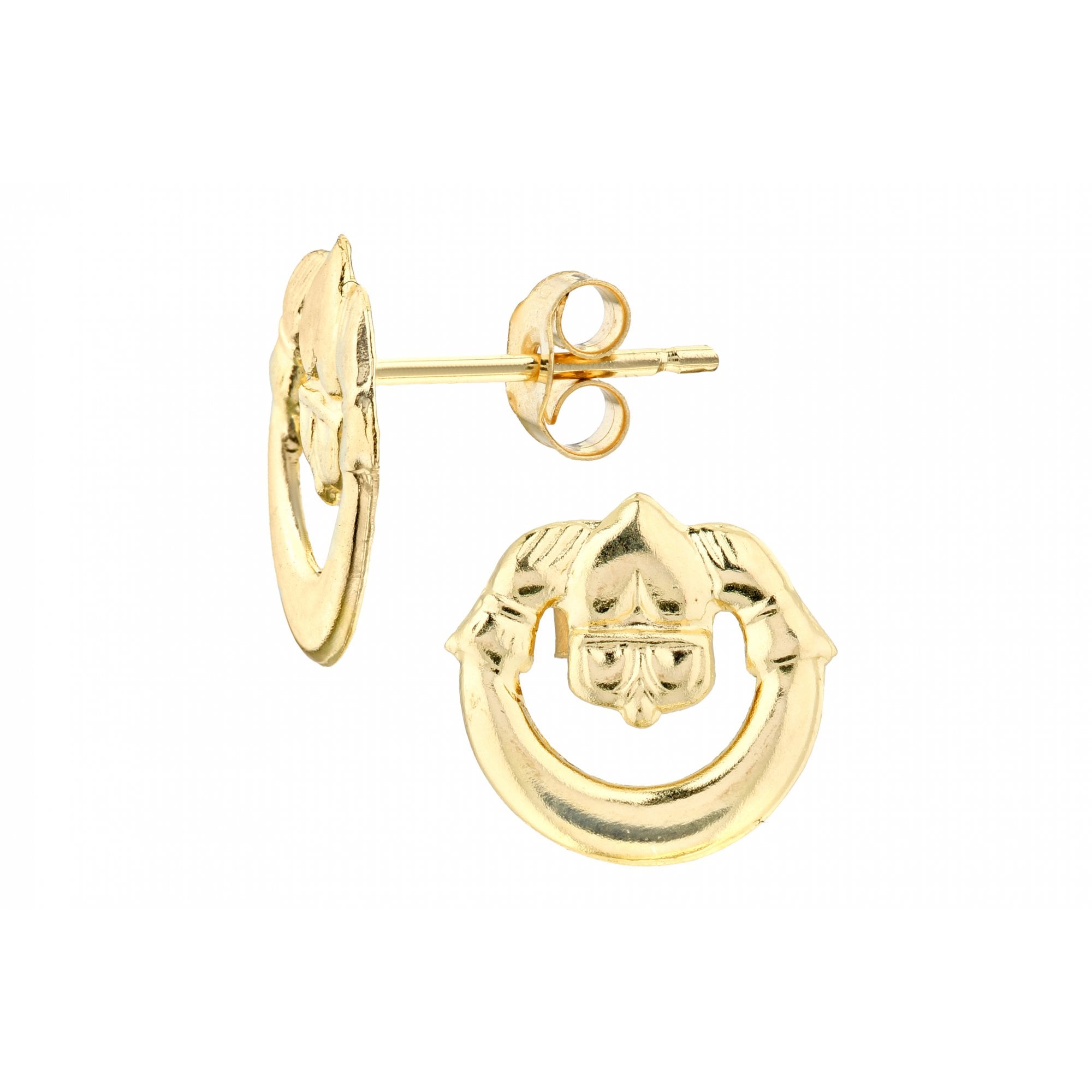 9ct Yellow Gold Claddagh Stud Earrings
