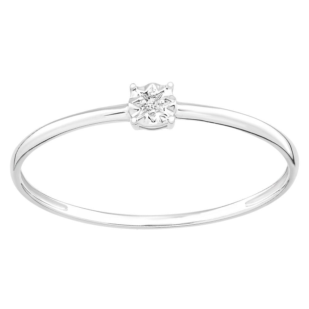 9ct White Gold Natural Diamond Engagement Ring