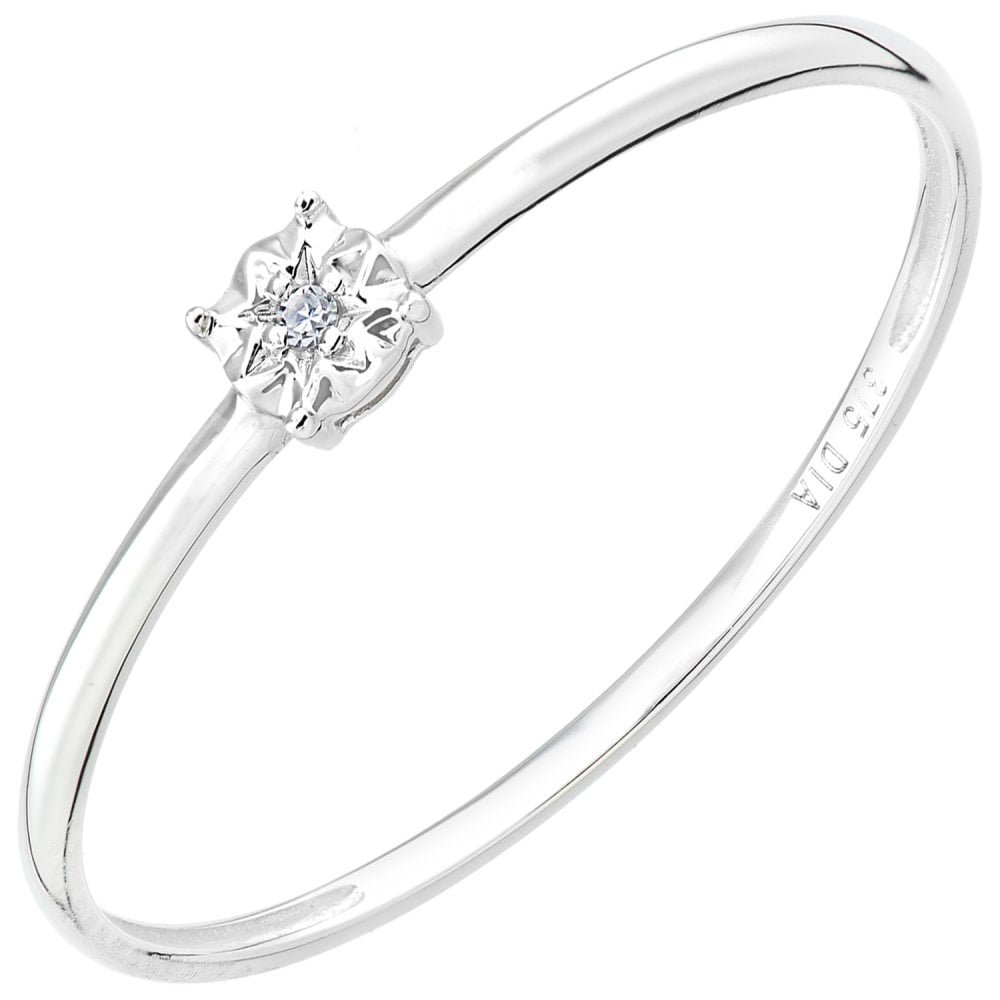 9ct White Gold Natural Diamond Engagement Ring
