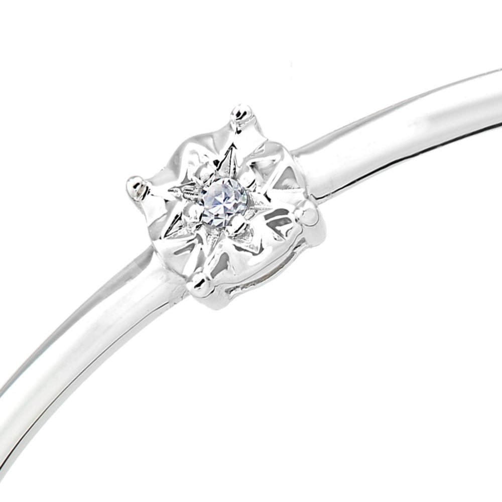 9ct White Gold Natural Diamond Engagement Ring