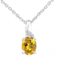 Citrine Solitaire Pendant Necklace 9ct White Gold | Prime Jewellery