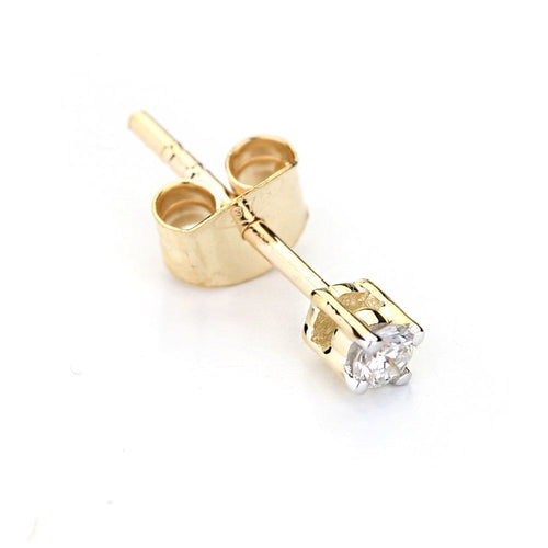 Diamond Solitaire Stud Earrings 9ct Gold | Prime Jewellery