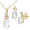 Oval Pearl Pendant Necklace and Earrings Set 9ct Yellow Gold | Prime Jewellery