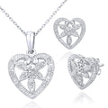 9ct White Gold Diamond Heart Pendant Necklace and Earrings Set