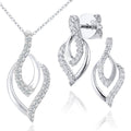 18ct White Gold 0.10ct Diamond Twist Pendant Necklace and Earrings Set