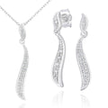 9ct White Gold 0.05ct Diamond Stick Pendant Necklace and Earrings Set