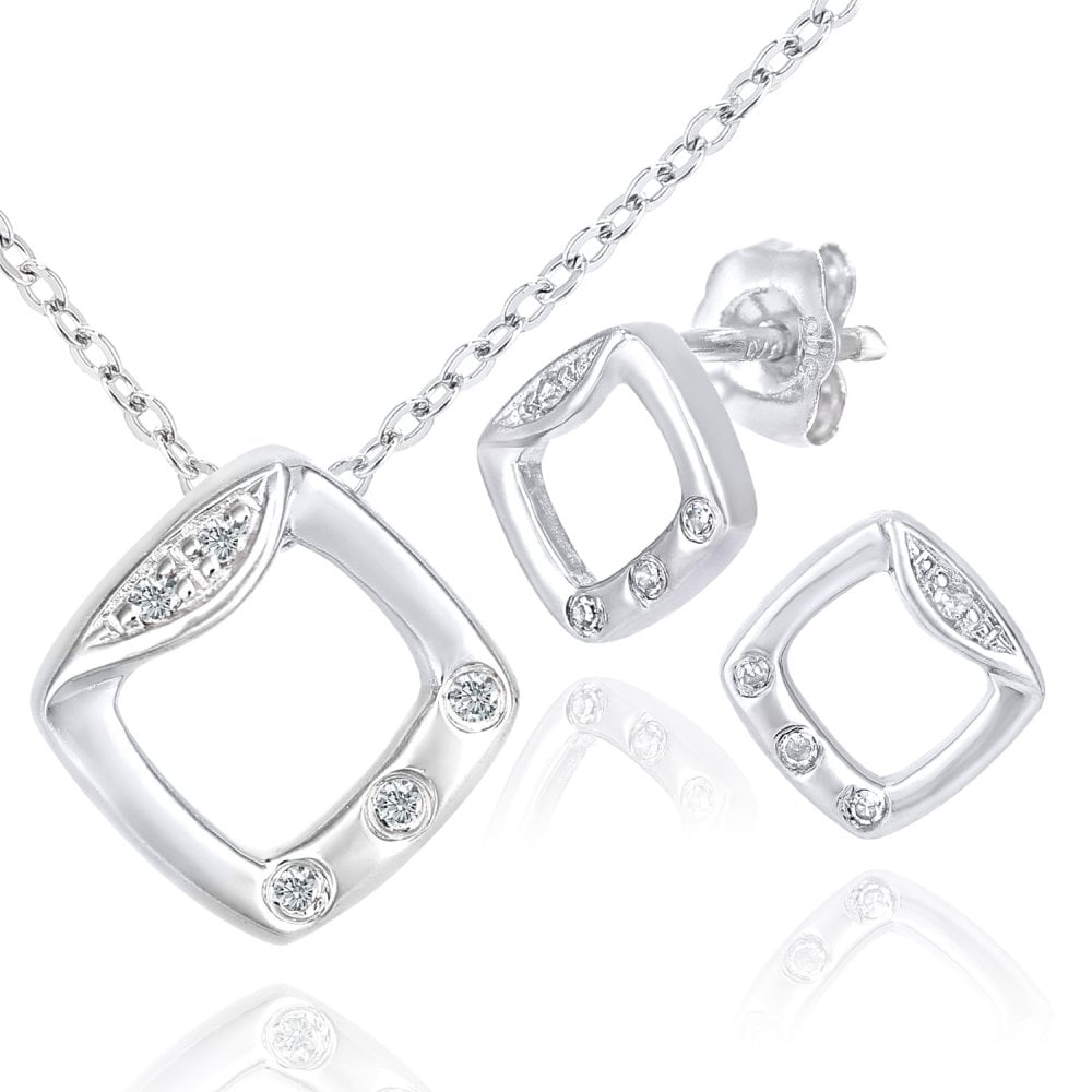 Diamond Trilogy Earrings 9ct White Gold | Prime Jewellery