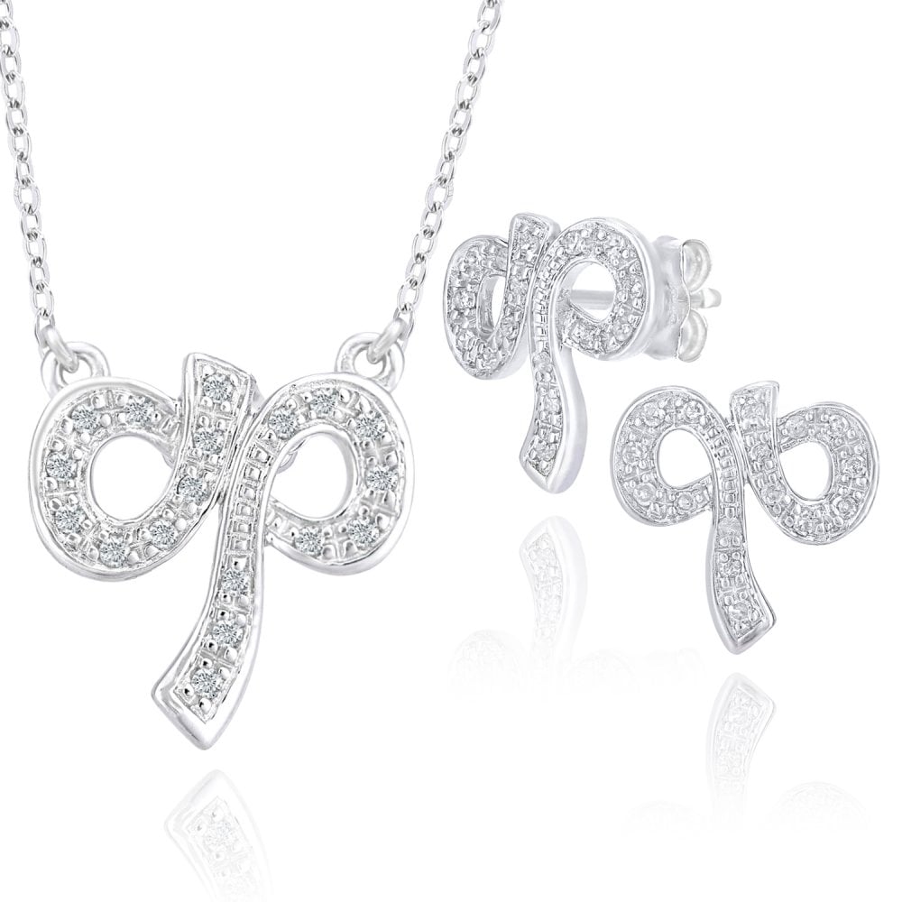 Diamond Bow Earrings 9ct White Gold | Prime Jewellery