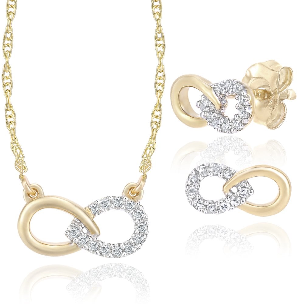 Diamond Infinity Earrings 9ct Yellow Gold | Prime Jewellery