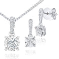 18ct White Gold 0.10ct Diamond Solitaire Pendant Necklace and Earrings Set