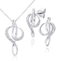 9ct White Gold 0.05ct Diamond Pendant Necklace and Earrings Set