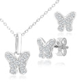 9ct White Gold 0.10ct Diamond Butterfly Pendant Necklace and Earrings Set