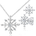 9ct White Gold 0.03ct Diamond Snowflake Pendant Necklace and Earrings Set