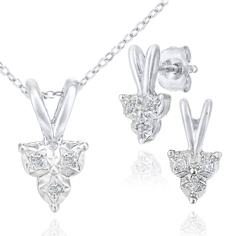 Diamond Trilogy Earrings 9ct White Gold | Prime Jewellery