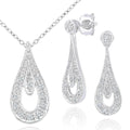 9ct White Gold Diamond Teardrop Pendant Necklace and Earrings Set