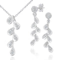 9ct White Gold Diamond Leaf Pendant Necklace and Earrings Set