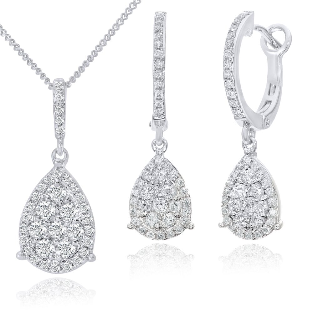 Diamond Halo Earrings 18ct White Gold | Prime Jewellery