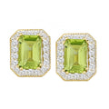 9ct Yellow Gold Octagon Peridot and Diamond Earrings