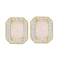 9ct Yellow Gold Octagon Pink Opal and Diamond Earrings