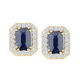 9ct Yellow Gold Octagon Blue Sapphire & Diamond Halo Studs