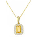 9ct Yellow Gold Octagon Citrine & Diamond Halo Pendant