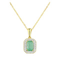 9ct Yellow Gold 0.55ct Octagon Emerald & Diamond Cluster Pendant