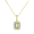 9ct Yellow Gold Octagon Peridot & Diamond Pendant Necklace